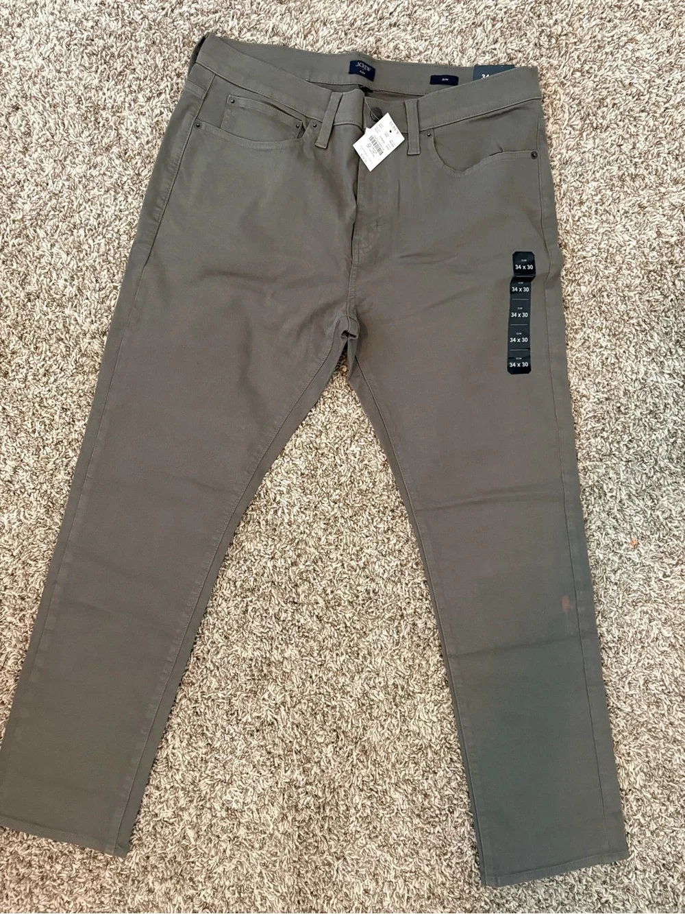 J. Crew Slim Stretch Jeans in Olive Green